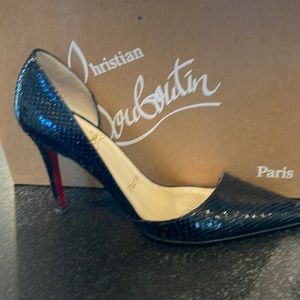 Christian Louboutin Black Python Helmet Heel, Size 35 1/2. Great condition.